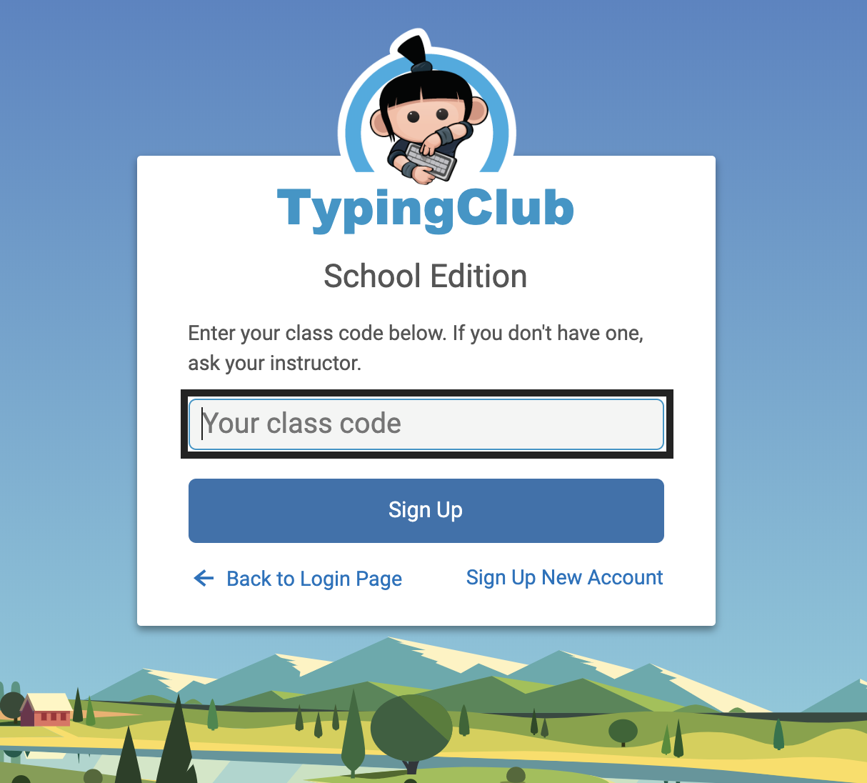 typing club student sign up