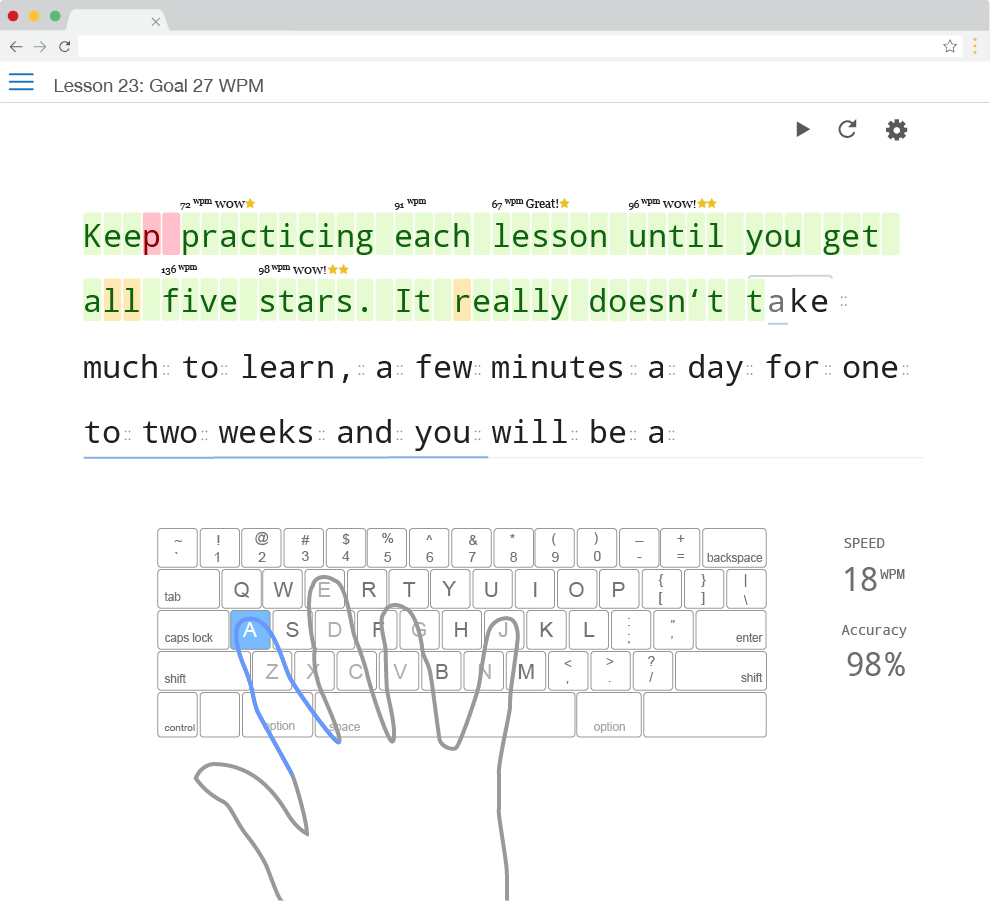 Learn One Hand Typing for Free - TypingClub